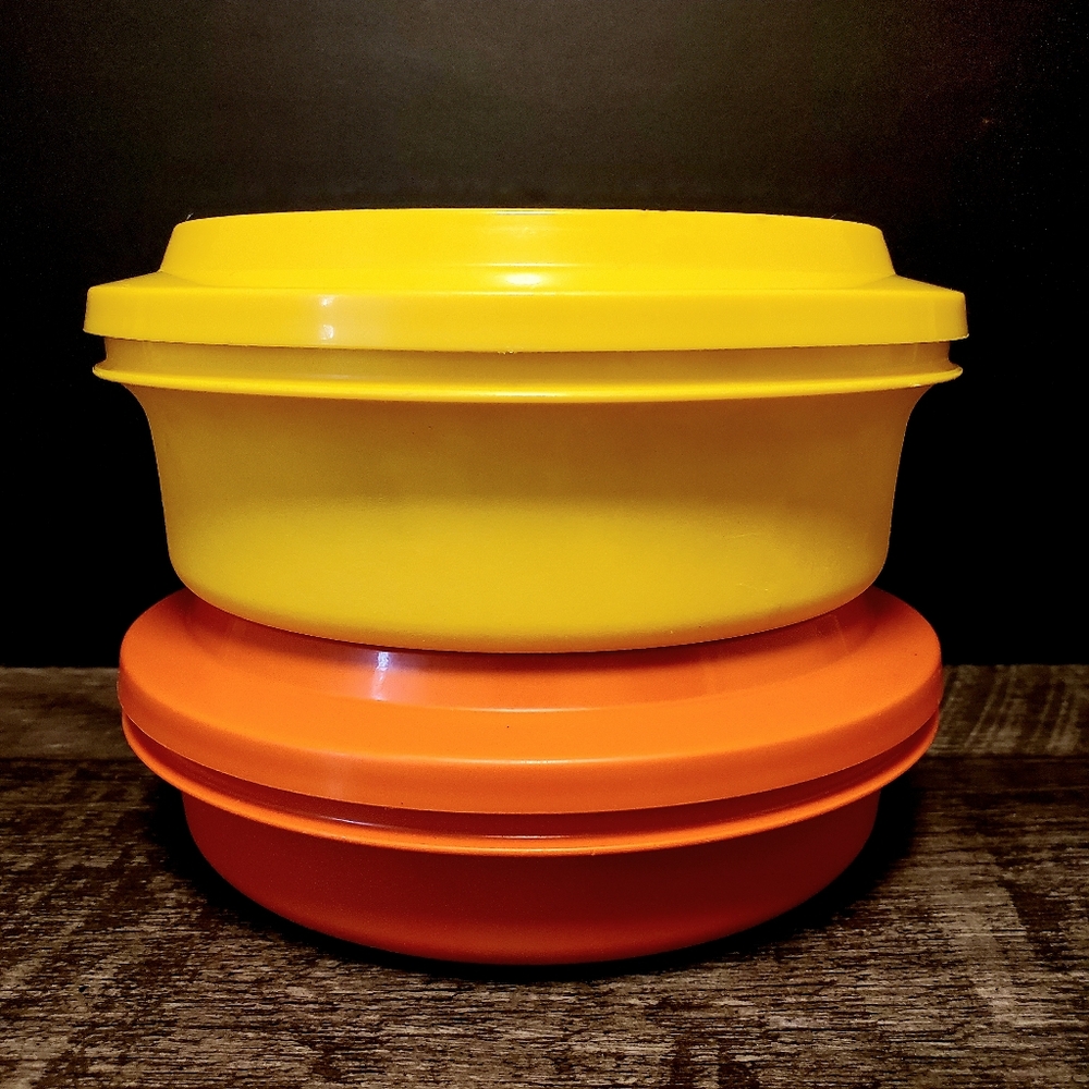 Vintage Tupperware Yellow and Orange Stackable Containers